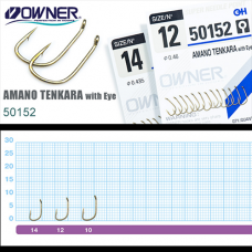 Крючки OWNER AMANO TENKARA with Eye 50152, цвет коричневый, размер 10