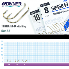 Крючки OWNER TENKARA-D with ring 50458, цвет коричневый, размер 10